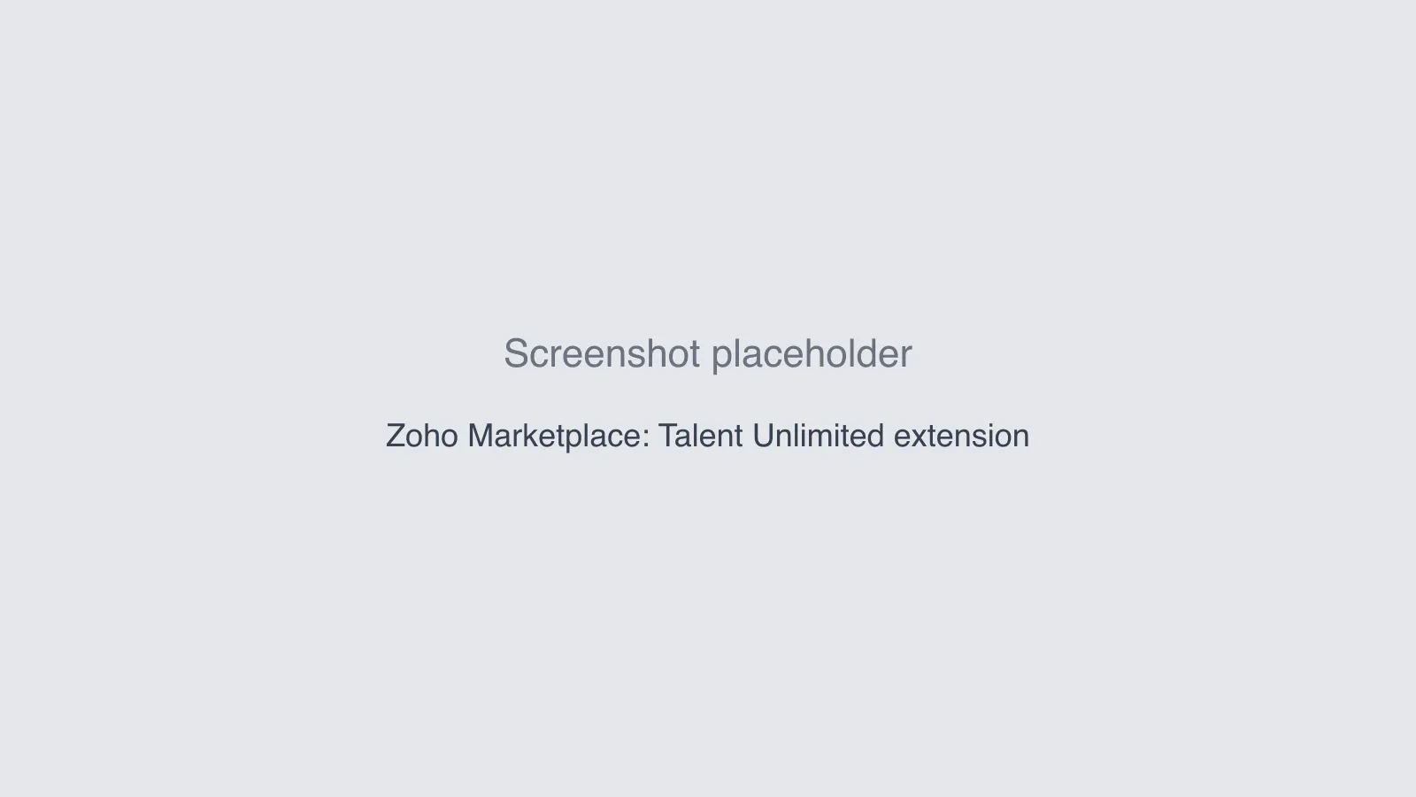 The Talent Unlimited extension in the Zoho Marketplace