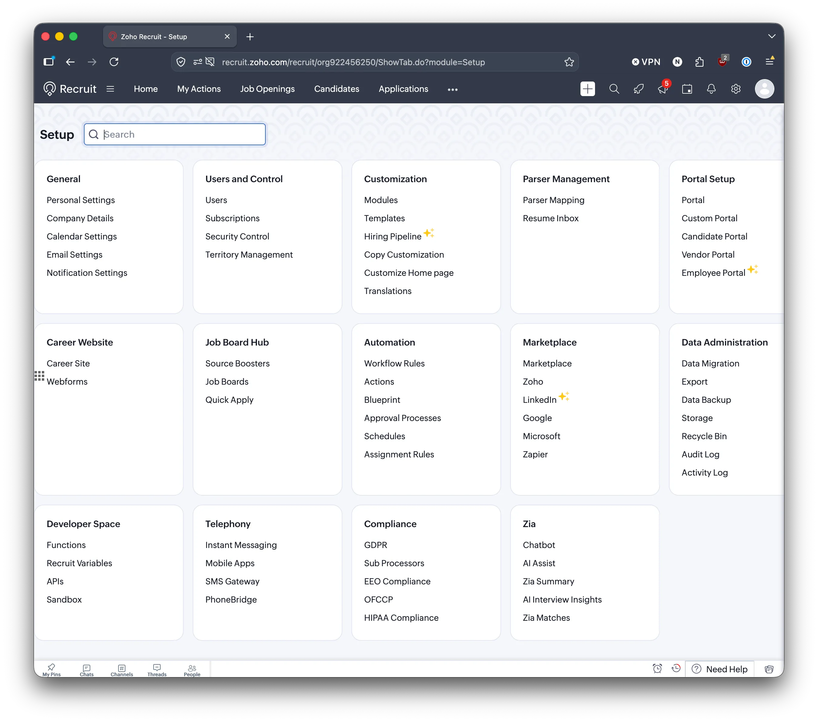 Zoho Recruit Setup
